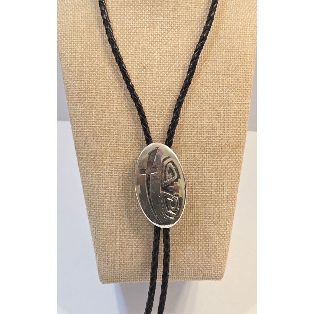 Navajo Signed Sterling Silver Bolo‎ Tie PR Navajo